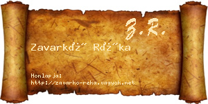 Zavarkó Réka névjegykártya
